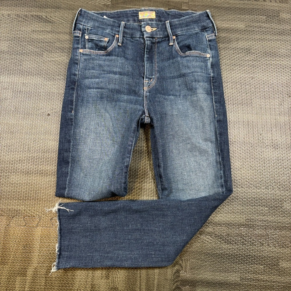 MOTHER Jeans Womens 25 Blue The Looker Ankle Fray Skinny Raw Hem Girl Crush